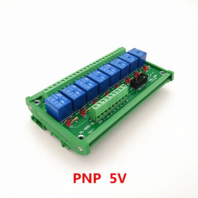 

DIN Rail Mount 8 Channel PNPType 5V 10A Power Relay Interface Module,SONGLE SRD-5VDC-SL-C Relay.