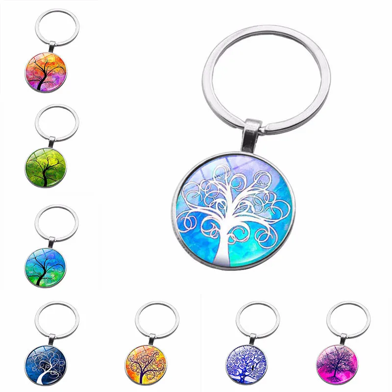 YGLCJ Tree of Life Keychain Art Photo Jewelry Keychain Lady Fashion Car Key Chain Pendant Valentine's Day Gift