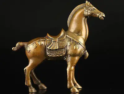 

brass Collectable Vintage Old Brass Casting Good Luck Vivid Horse Art Statu Garden Decoration 100% real Brass