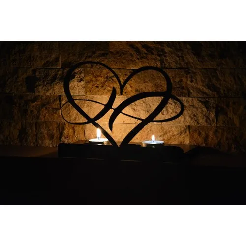 Pnr Trıple Decorative Infinite Love Metal Candle Holder Candlestick