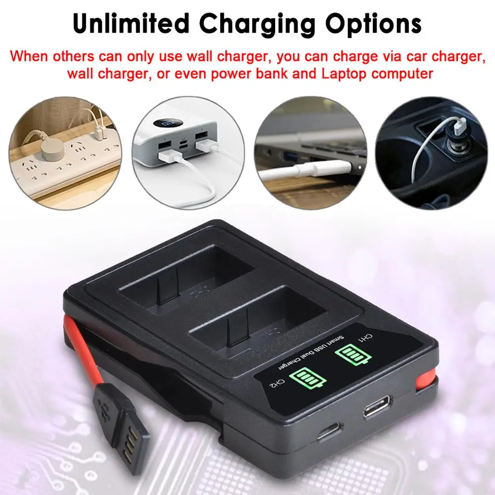 1300mAh NB-10L NB10L Battery + NB 10L Battery Charger with USB and Type C Port for Canon G1X G15 G16 SX40HS SX50HS SX60HS SX40