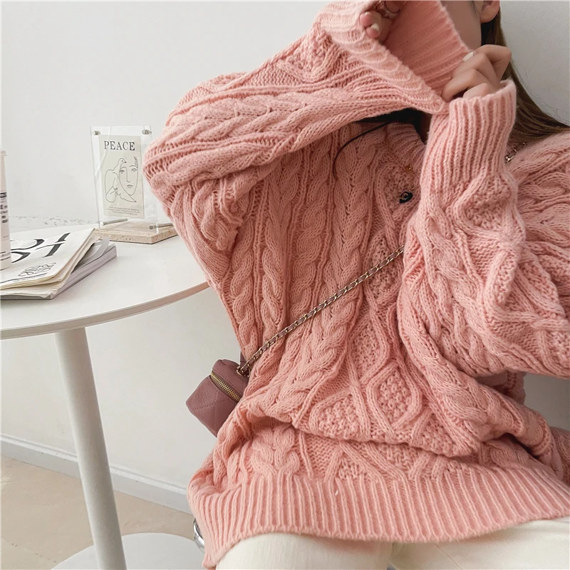 Y2K 2022 Pullovers Vintage Oversized Fashionable knitted Elegant Knitwears New Autunm Winter Women SweatersWild Tops SW3191JX