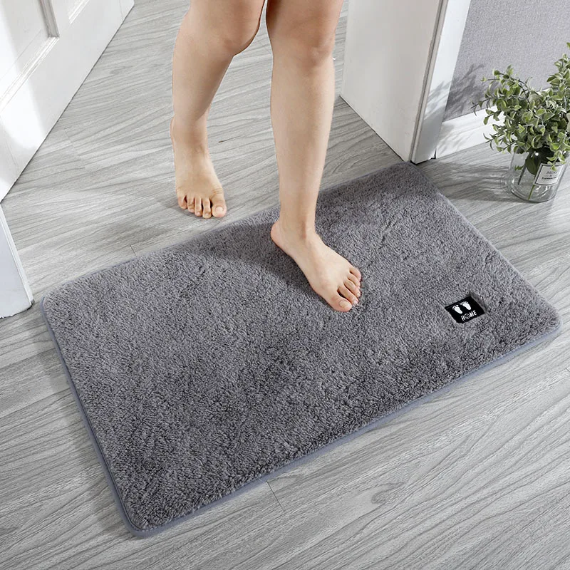 Soft Plush Bath Mat Bathroom Carpet Solid Color Water Absorption Non-Slip Rug Foot Pad Fluffy Floor Mat Bathtub Mat Doormat