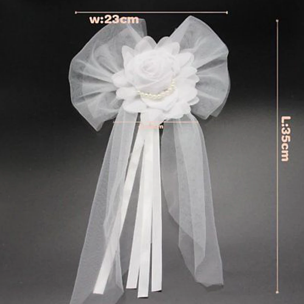 1pc Butterfly Knotted Decor Pearl Bud Silk Ribbon Flower For Wedding Party Bridal Car Decoration Chairs Bridesmaid Dresses