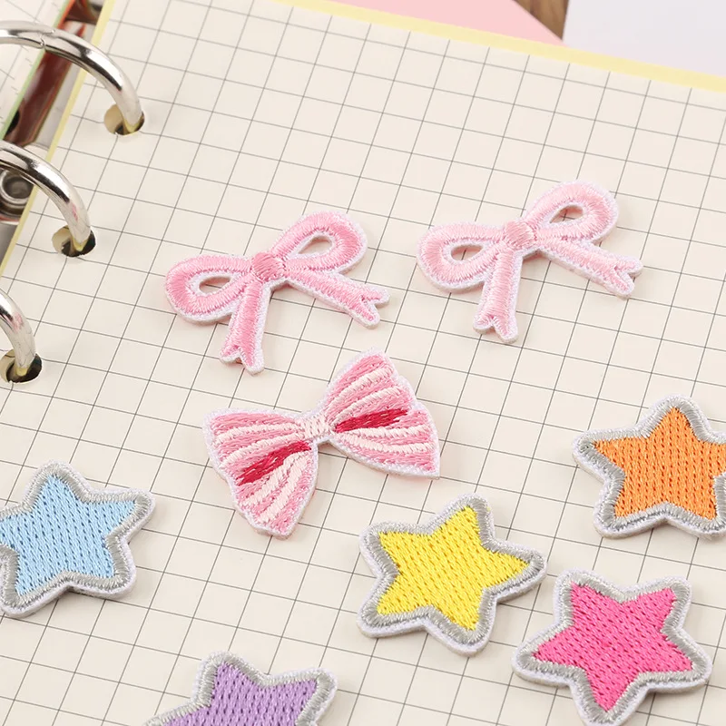 Self-adhesive Cartoon Bow Star Embroidery Iron-on Patches for clothing Sew Iron on Clothes Shoes phone case fabric Sticker DIY