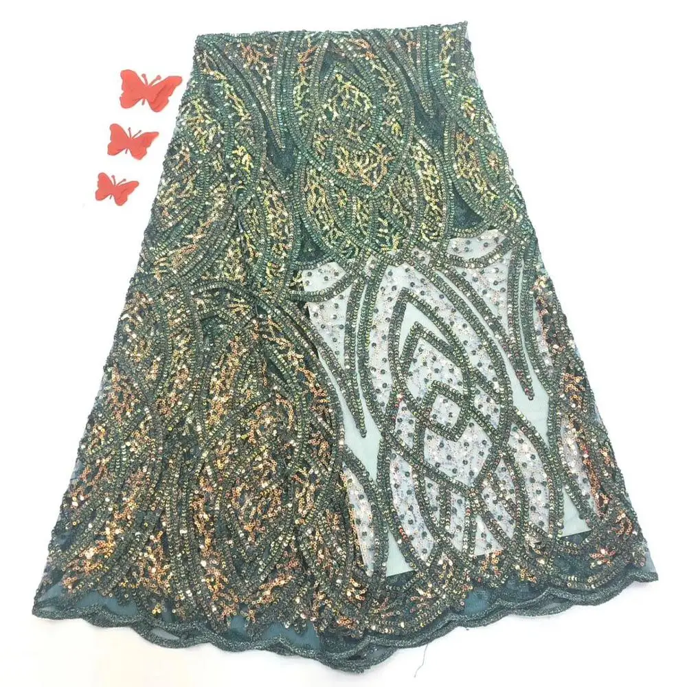 

Most popular African sequins Lace fabric High quality African french sequince tulle lace fabric