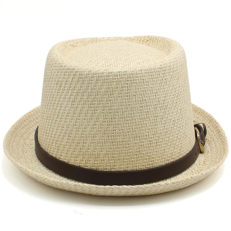 Men Women Classical Straw Pork Pie Hats Fedora Sunhats Trilby Caps Summer Boater Beach Outdoor Travel Party Size US 7 1/4 UK L