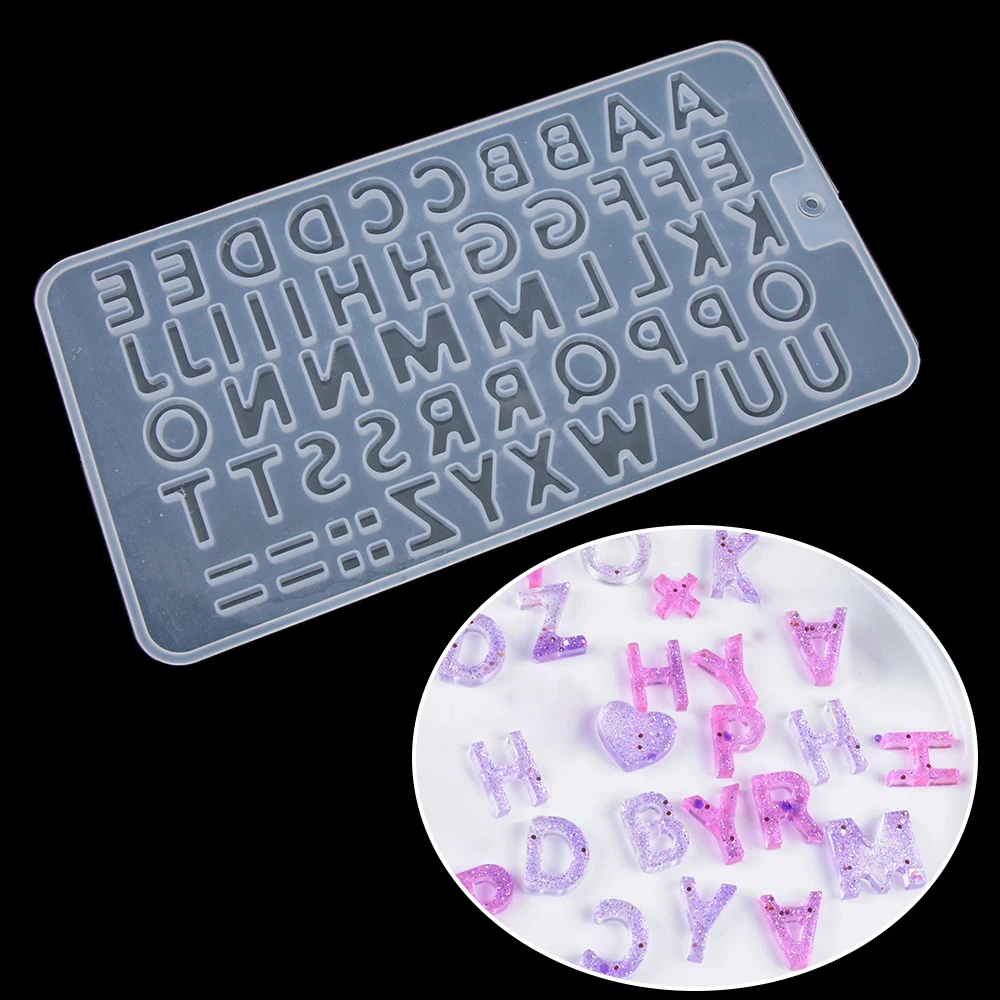 1PC Alphabet Letters Number Resin Mold for Earring Jewelry Soft Silicone UV Epoxy Casting Mould Keychain Pendant Making Tools