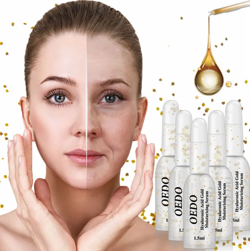 Gold Hydrating Serum with Hyaluronic Acid  Pore Reducer  Freckle Remover  Whitening  Anti-Aging  Nourishing Face Essence