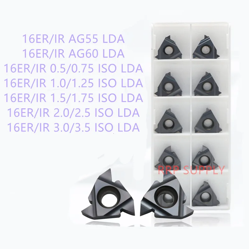 جديد 10 قطعة 16 IR AG60/AG55/0.5/0.75/1.0/1.25/1.5/1.75/2.0/2.5/3.0 ISO LDA كربيد إدراج ، لقطع الصلب والفولاذ المقاوم للصدأ
