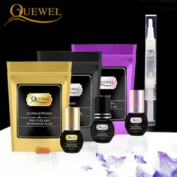 Quewel Eyelashes Extension Glue Set 5ml Lash Glue And 5g Gel Remover Pen 1-2 S Quick Drying Removing Individual Eyelash Tool