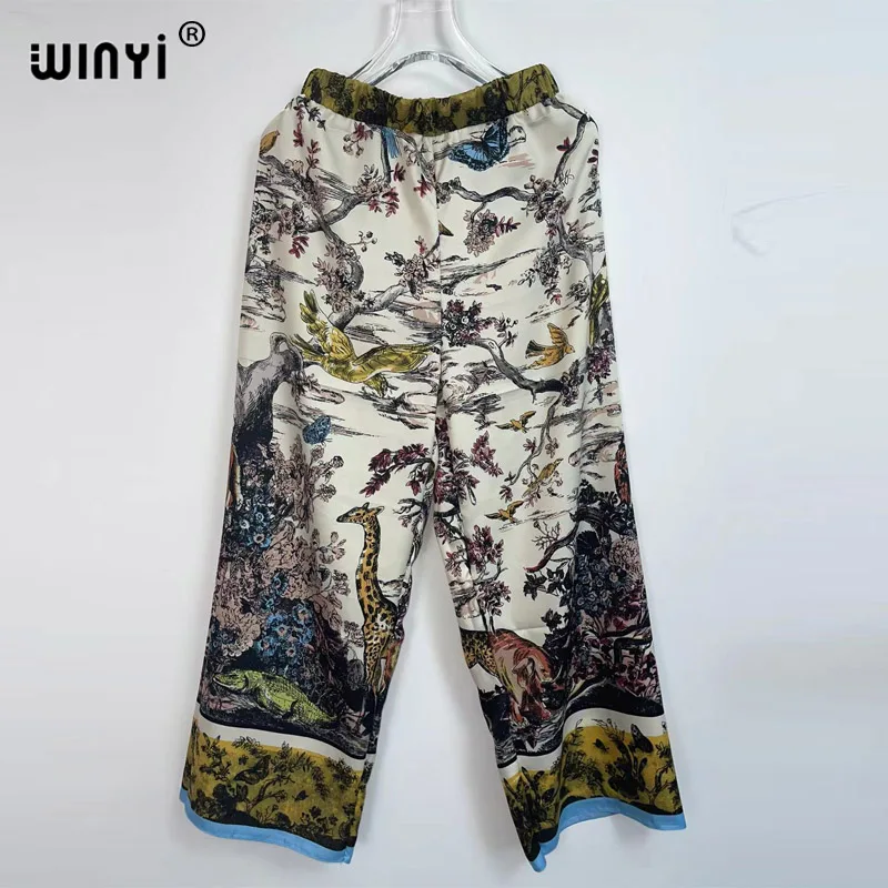 WINYI Elegant Woman fashion Print Suits 2021 Spring Ladies holiday Suits Ladies Vocation Beach Loose Blouse Set Female Pants