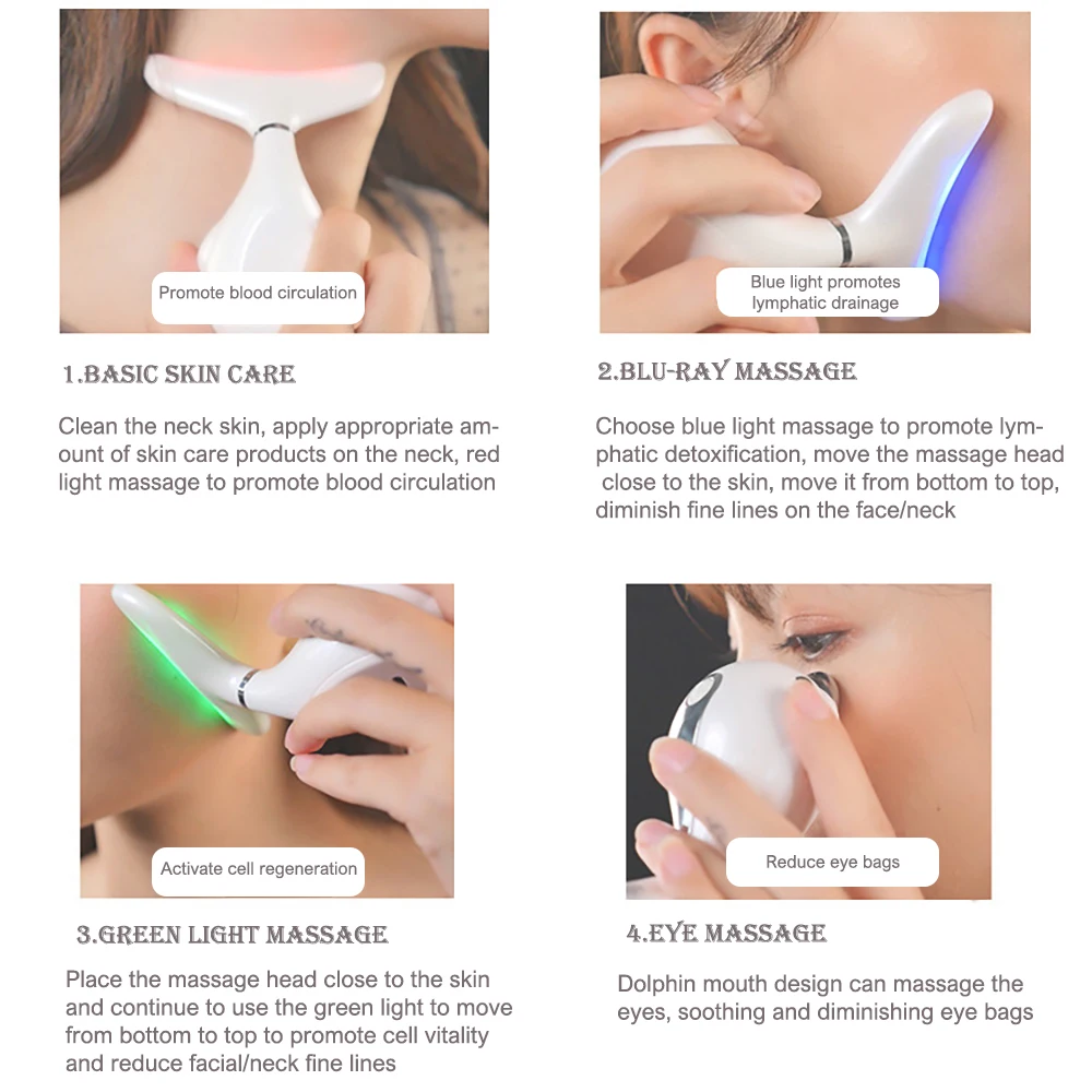 Hautpflege LED Photon Therapie Anti-Falten Rf Hebe Schönheit Gesichts Neck Massager Falten Entfernen Reinigung Microcurrents für Gesicht