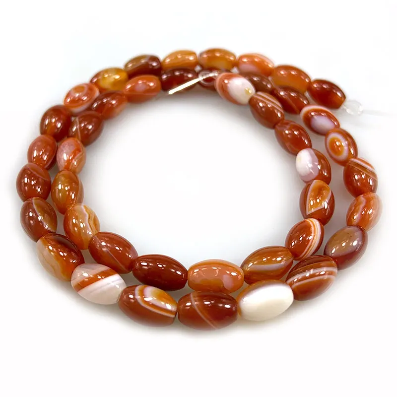 Natural Red Carnelian Beads Olive Rice Agate Stone Loose Beads For Jewelry Making Beads Women Bracelets Necklace Gift