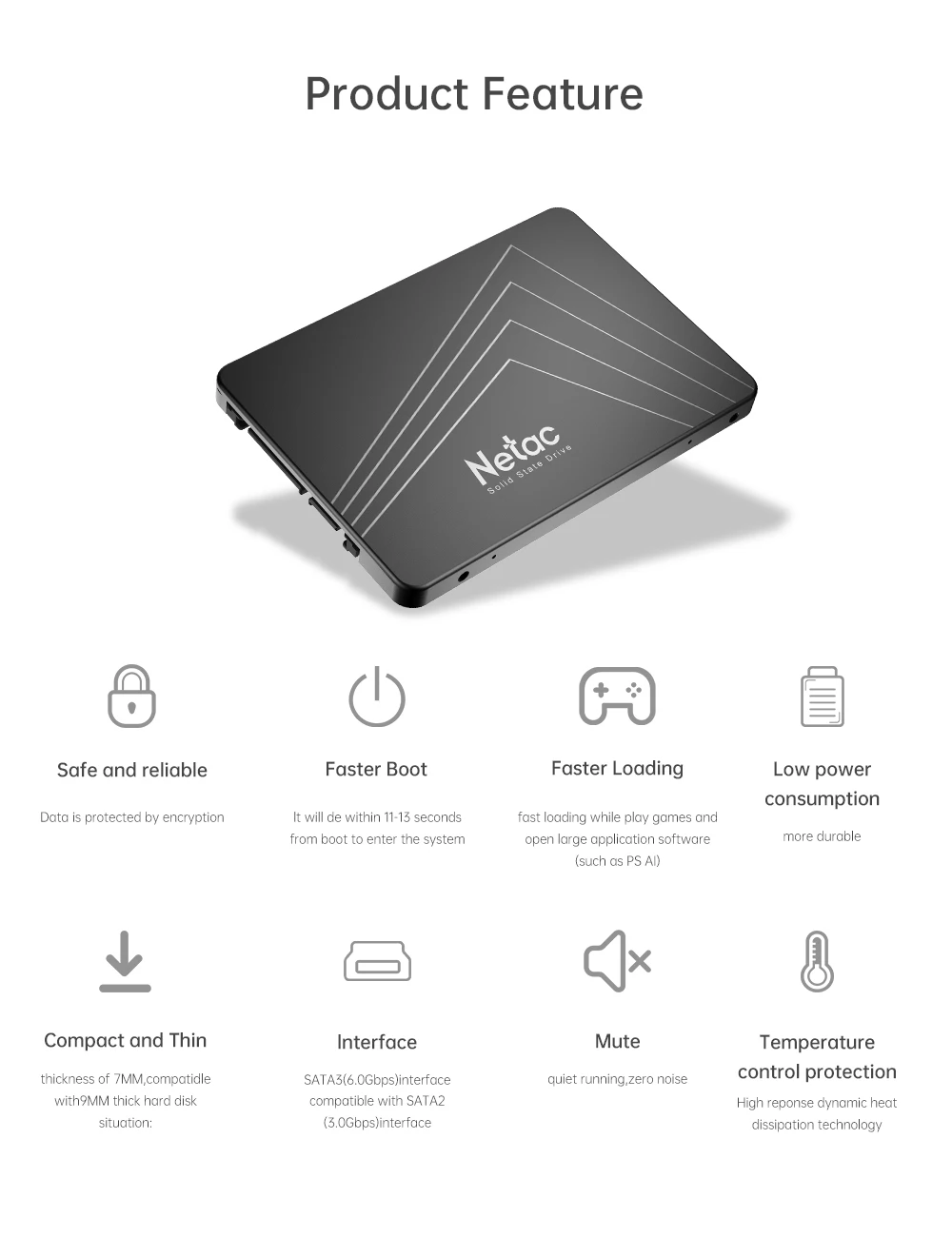 Netac SSD SATA3 120gb 128gb 240gb 256gb Festplatte 256gb 480gb 512gb SSD HDD Festplatten 560 MB/S 1tb 2tb SATA für Desktop Laptop – Detail 6