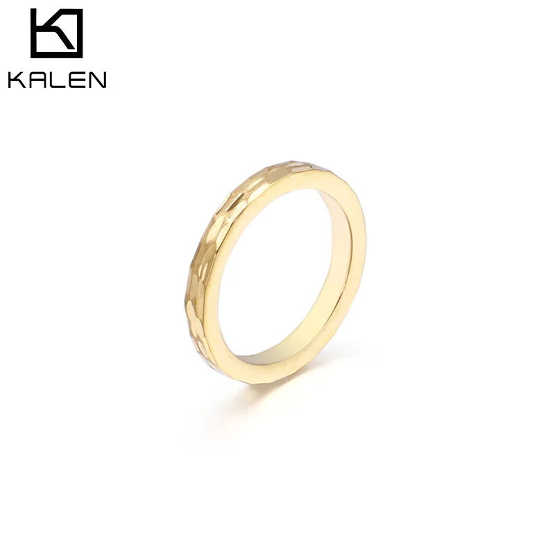 Kalen Simple Design Rose Gold Color Stainless Steel Rings For Women High Polished Shiny Wedding Bands Mujer Anillos