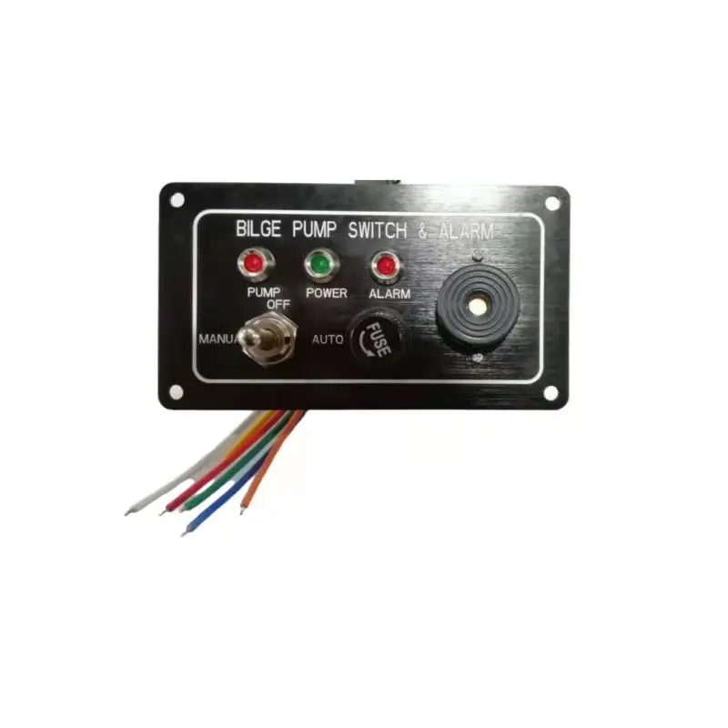 Marine Boat Bilge Alarm Pump Switch Aluminum PlateLED  DC12V Housing Toggle Panel Manual-Off-Auto For RV Boatindicator