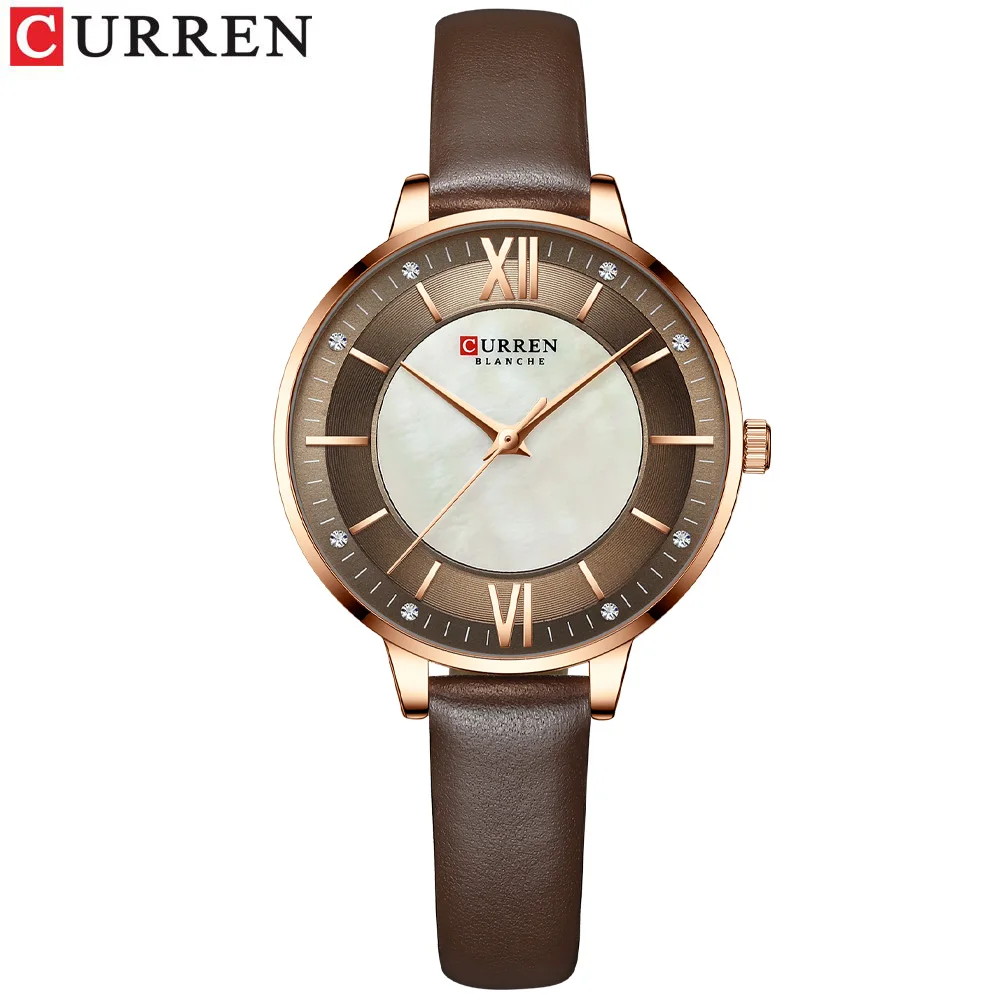 CURREN Marken-Damenuhren 2021, luxuriöse, elegante Damen-Armbanduhr mit Lederarmband, Königsblau, Часы Жukusadda 8