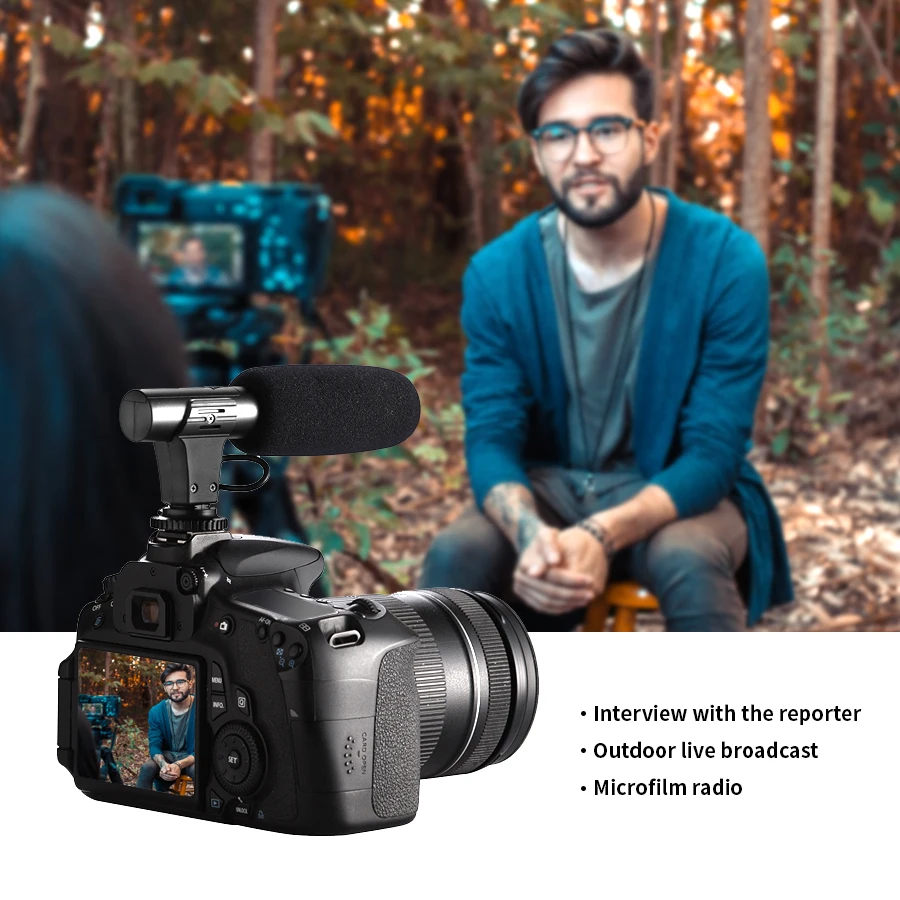 Microfone de gravação de câmera MAMEN SLR com plugue de 3,5 mm Microfone profissional para câmera DSLR DV Microfone de vídeo Vlog para celular