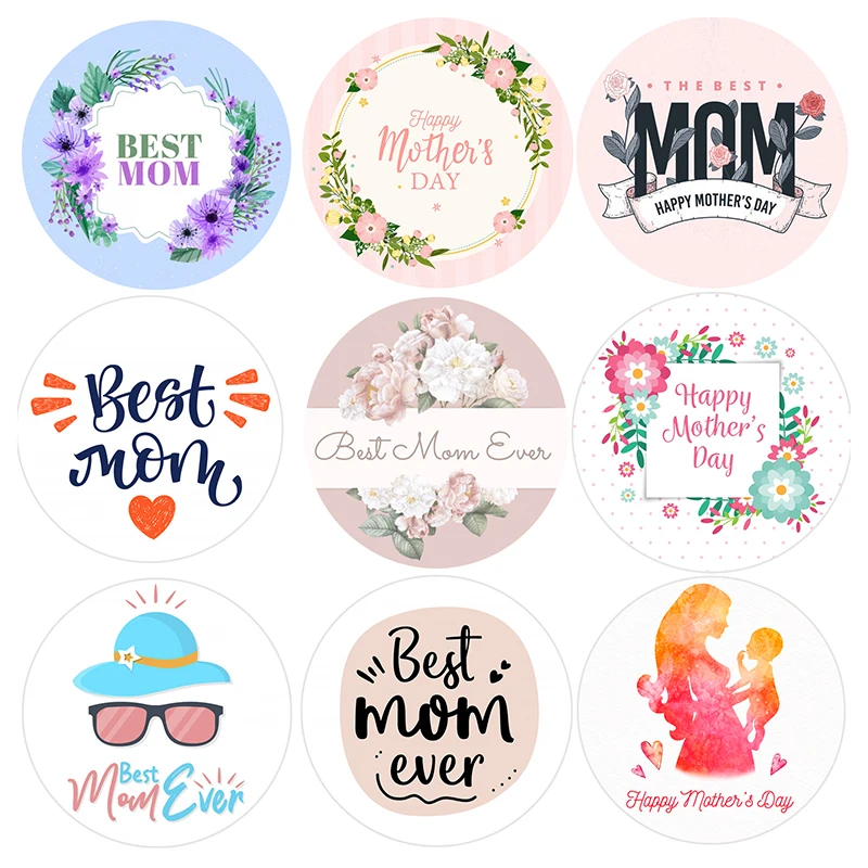 Mother's Day Decorative Stickers Gift Box Bag Seal Labels Self-adhesive DIY Party Stickers Moms Birthday Gift Decor for Mom