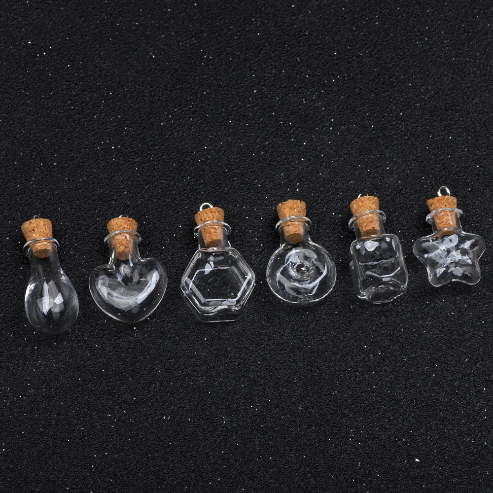 3PCS/LOT Cork Stopper Small Empty Glass Bottle Tiny Glass Jars With Wish Pendant Decorative Wedding Holiday Mini Containers