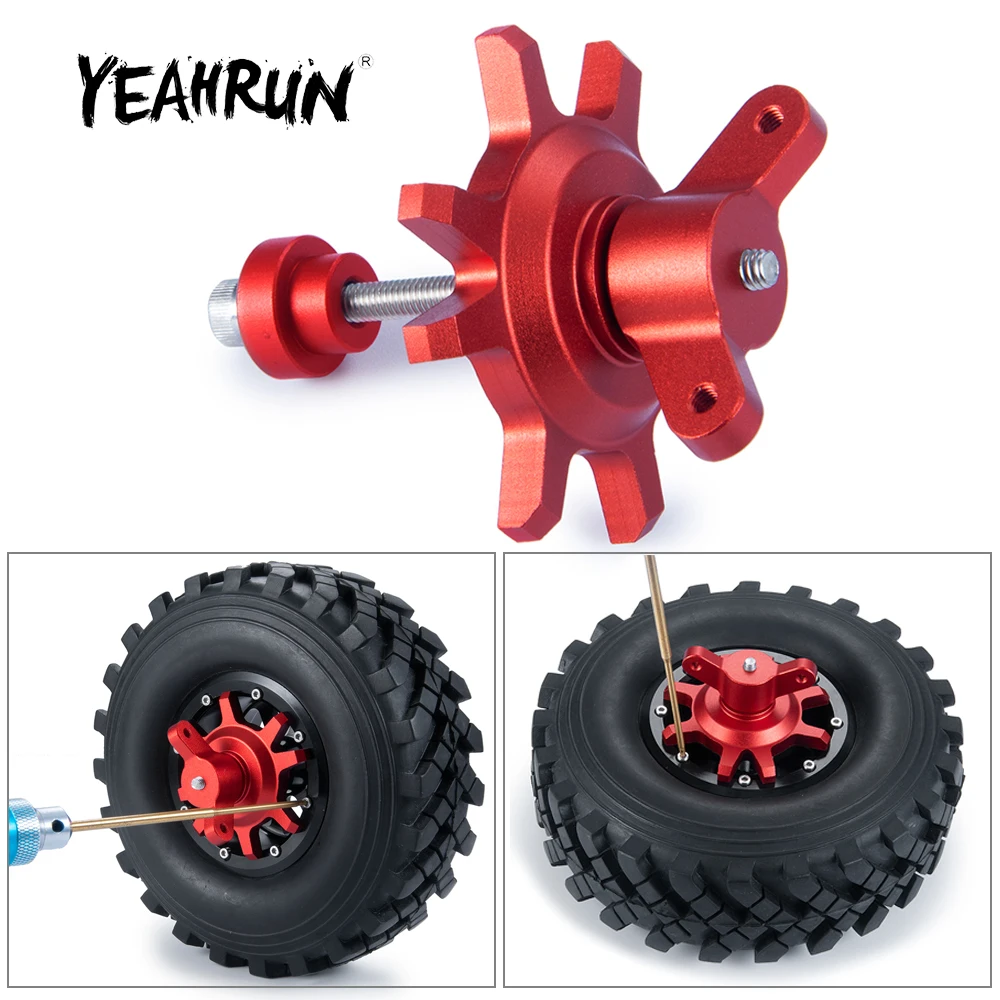 YEAHRUN Metallic Black/Red Tire Assembly/Disassembly Aid Tool for 1/10 RC Crawler Car 1.9 2.2 Inch Beadlock Wheel Rim