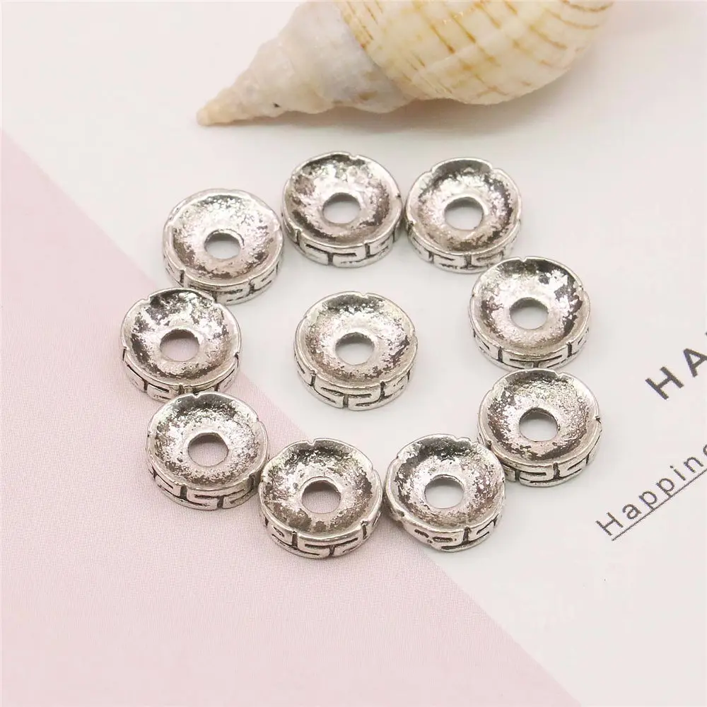 

5PCS Alloy Round Symbol Spacers Hardware Fittings Accessory Silver-plate DIY Loose Beads Necklace Bracelet Girl Women Jewelry