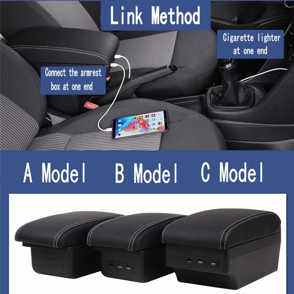 For Car Ford Focus mK1 Armrest Box Central Content Interior Arm Elbow Rest Storage Case Car-styling with USB Cup Holder