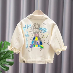 Spring New Children's Coat Baby Cartoon Jacket Girls Baby Denim Jacket Outing Clothes Jacket For Kids