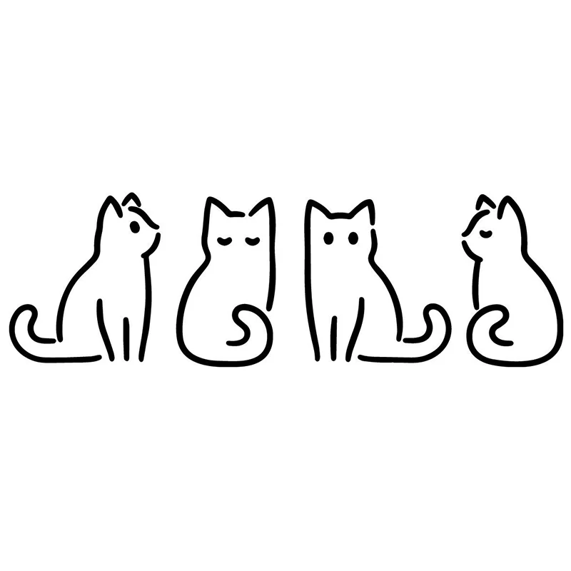 

16*5cm 4 Cats in a Row Decal Cute And Interesting Fashion Sticker Decals Vinyl Car Wrap Decor Decals Car Sticker