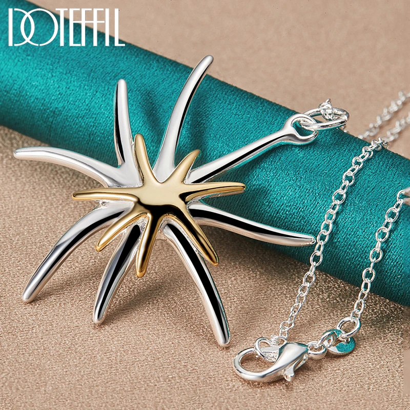 

DOTEFFIL 925 Sterling Silver 16/18/20/22/24/26/28/30 Inch Snake Chain Starfish Pendant Necklace For Women Wedding Charm Jewelry