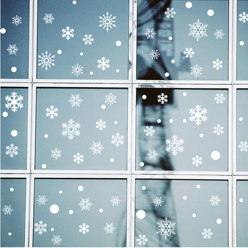 Floco de neve feliz natal adesivo eletrostático janela de vidro quarto das crianças decoração para casa ano novo adesivos de parede decalque papel