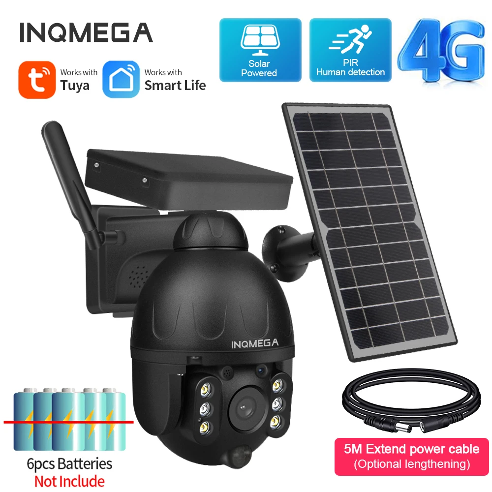 

INQMEGA Tuya, низкая мощность, 1080P, HD, Солнечная камера, 4G, Wifi, двойной звук, голосовая сигнализация, солнечная панель, камера, Сплит, водонепроницаемая камера