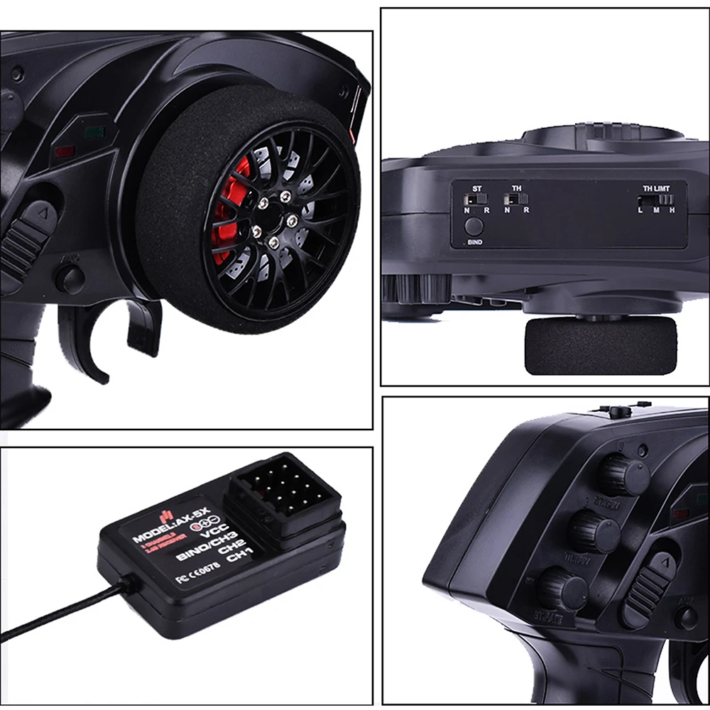 AUSTAR AX5S 2.4G 3CH Transmitter with AX-5X Receiver 10A Brushed ESC for 1/10 1/8 RC Crawler
