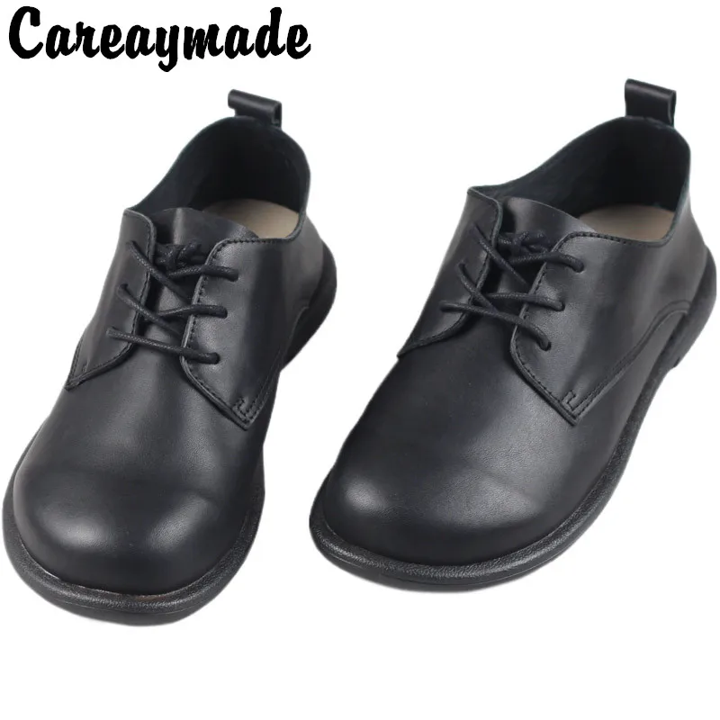 

Careaymade-First layer cow leather retro single shoes women's flats comfortable lace up leisure leather shoes women's shoes