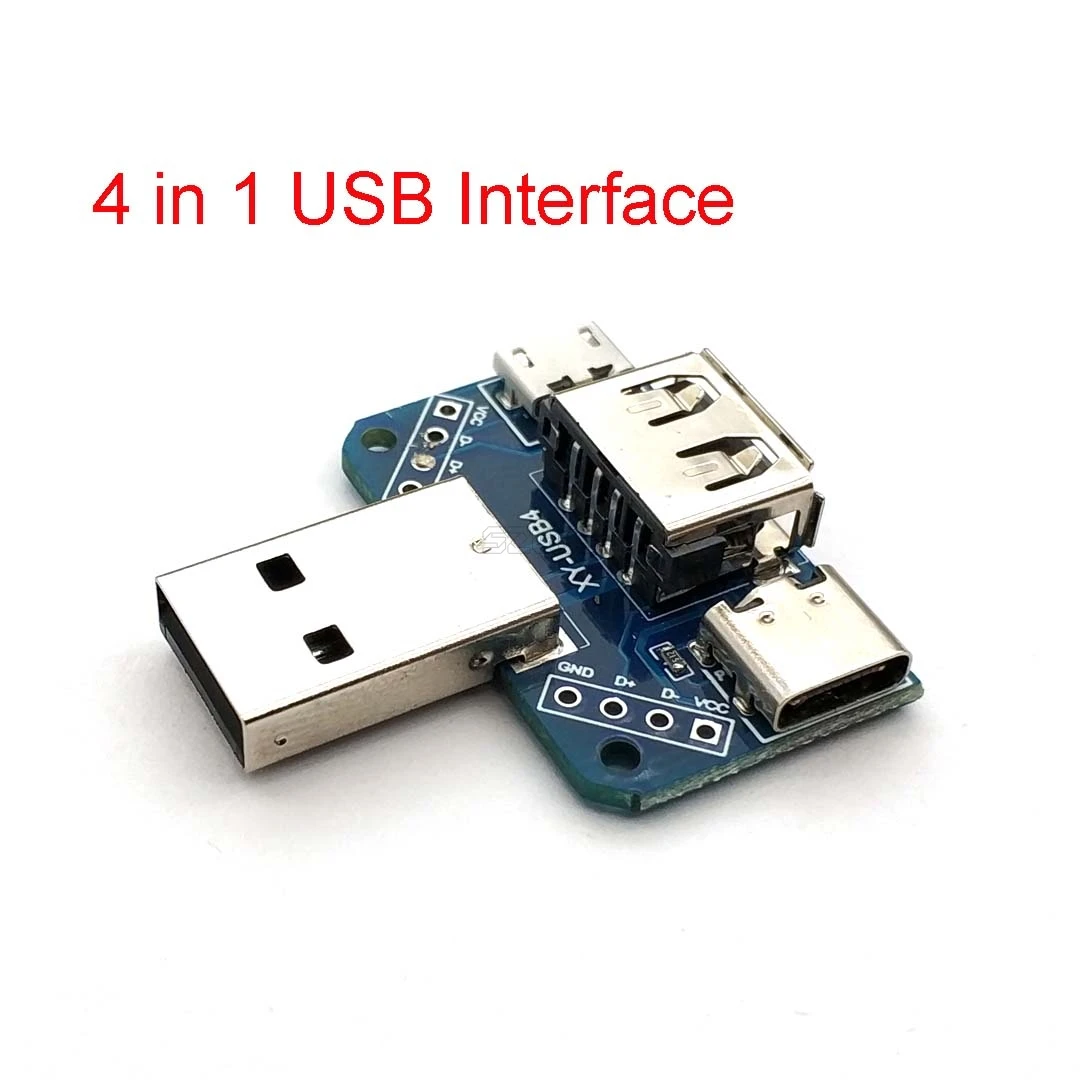 DC 5V 2.54 Mm Loại-C Bộ Chuyển Đổi USB Chuẩn Nữ Đến Nam Sang Micro USB 4P Giao Diện Chuyển Đổi Nhà Ga Adapter Ban