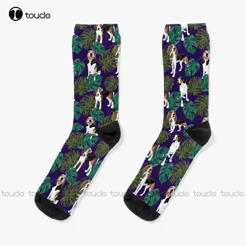 Tropical Treeing Walker Coonhound Socks Boot Socks For Women Unisex Adult Teen Youth Socks Personalized Custom Hd High Quality