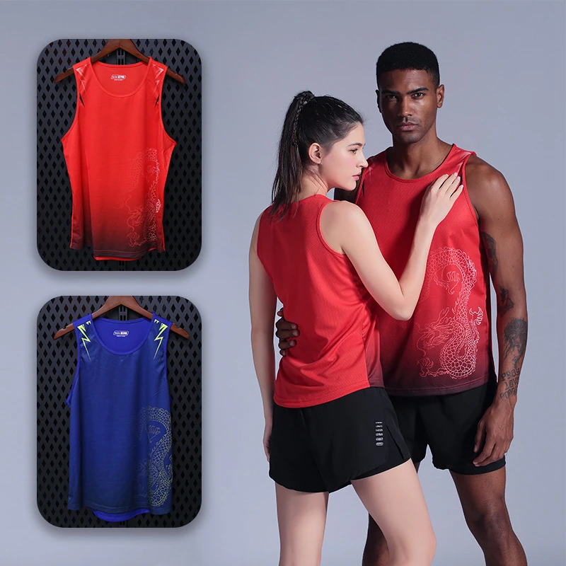 High quality spandex Men/Women Running Vest Gym Sleeveless Track and field Shirt marathon Slim Tank Sport Vest Top Training