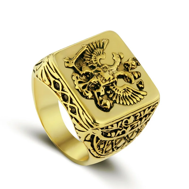 Fashion Men Signet Ring Empire Double Eagle Rings For Male Punk  Arms Of Big Ring For Men Best Gift