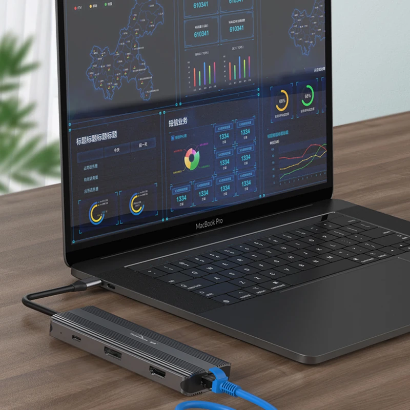 Blueendless USB Hub 3,0 Multi HDMI DP RJ45 Krempel Leser USB Splitter für MacBook Pro Computer Zubehör Typ C USB C Dock