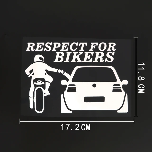 17.2CMX11.8CM Funny RESPECT FOR BIKERS Decal Vinyl Car Sticker Black/Silver