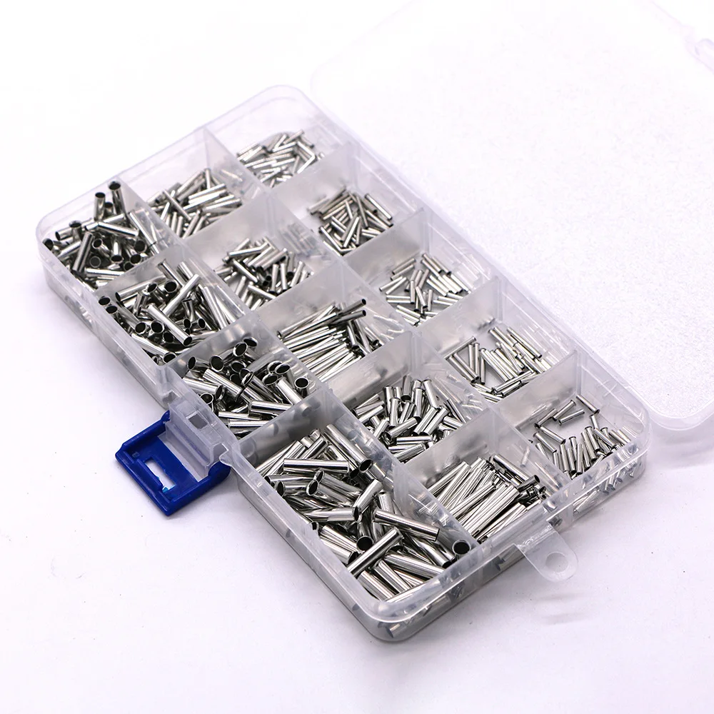 700PCS Mixed Non-Insulated Wire Connector Ferrules Electrical Cable Terminal Copper Boxed  Bare Tinned Crimp Terminal