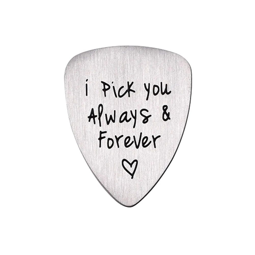 Titanium Steel Carved Guitar Pick I Pick You Always & Forever Letter Engraved Ukulele Pick Musical Instrument Accessory