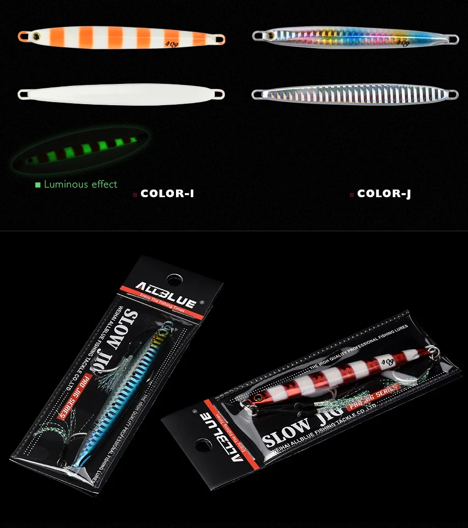 ALLBLUE SLOWER Langer Metall-Jig-Angelköder für Slow-Cast-Jigging, 20G 30G 40G 60G, Künstlicher Metallköder für Uferangeln, Meeresangelzubehör – Detail 7