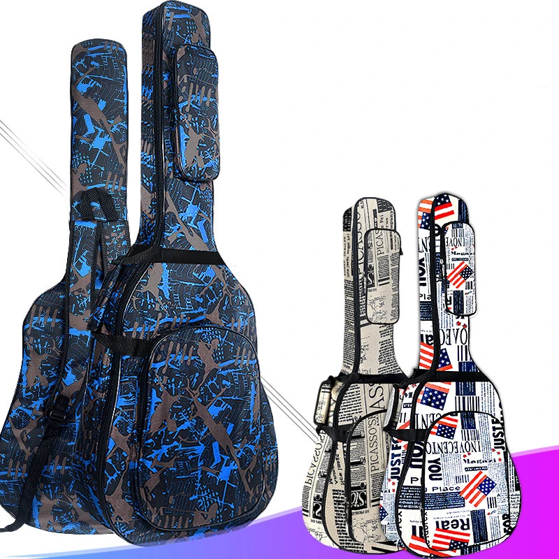 

600D Water-resistant Oxford Cloth Double Stitched Padded Strap Gig Bag Guitar Case for 40/41 inch Acoustic Classic Folk Guitar