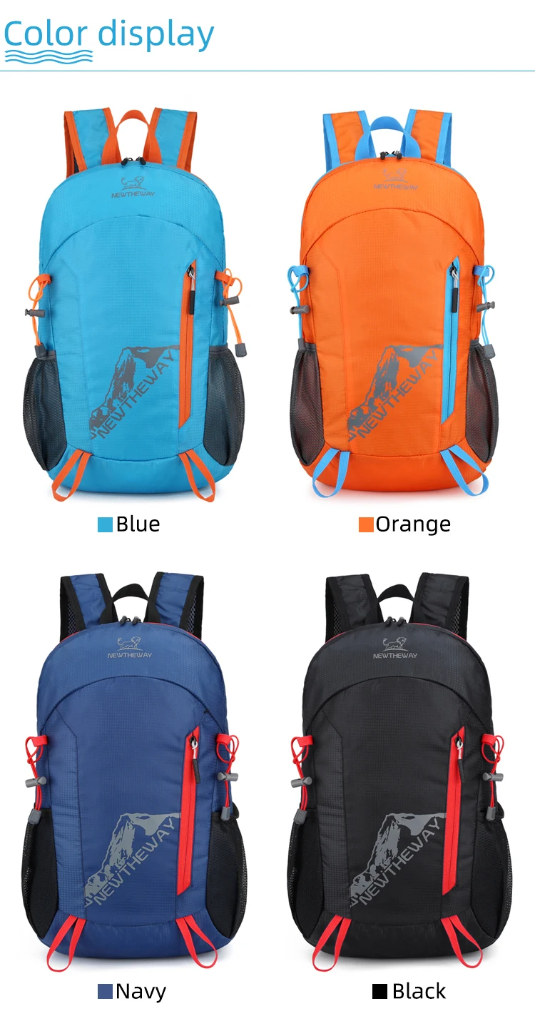 22L tragbarer faltbarer Rucksack, zusammenklappbare Bergsteigertasche, ultraleicht, Outdoor, Klettern, Radfahren, Reisen, Rucksack, Wandern, Tagesrucksack – Detail 14