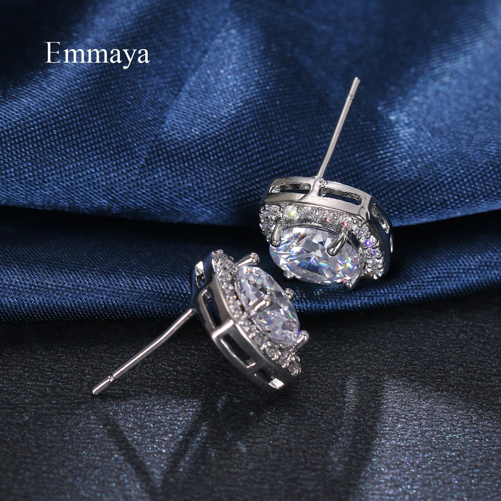 Emmaya Simple Style Square Shape White Color Full Of High Quality Zirconia Distinctive Earring Women Attending Party Choice