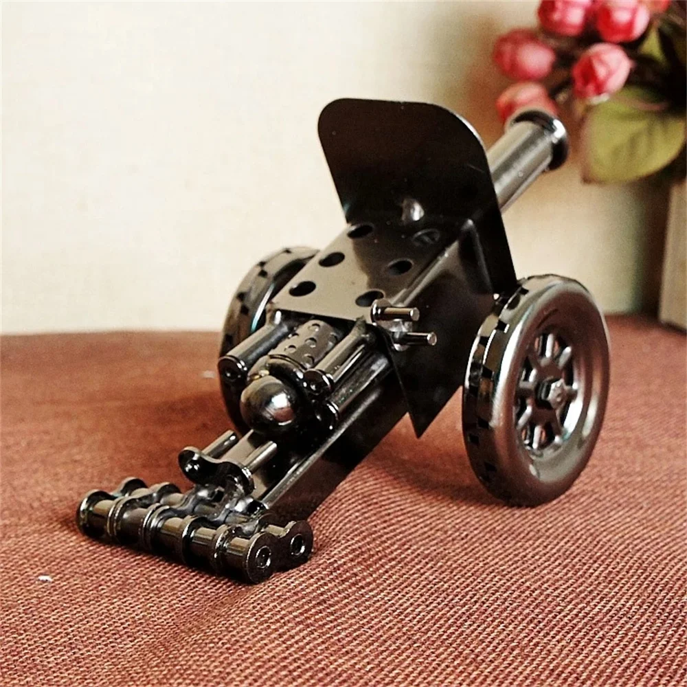 Antique Weapon Decoration Door-Shaped Mortar Cannon Pure Hand Retro Iron Art Small Steel Cannon Model P004