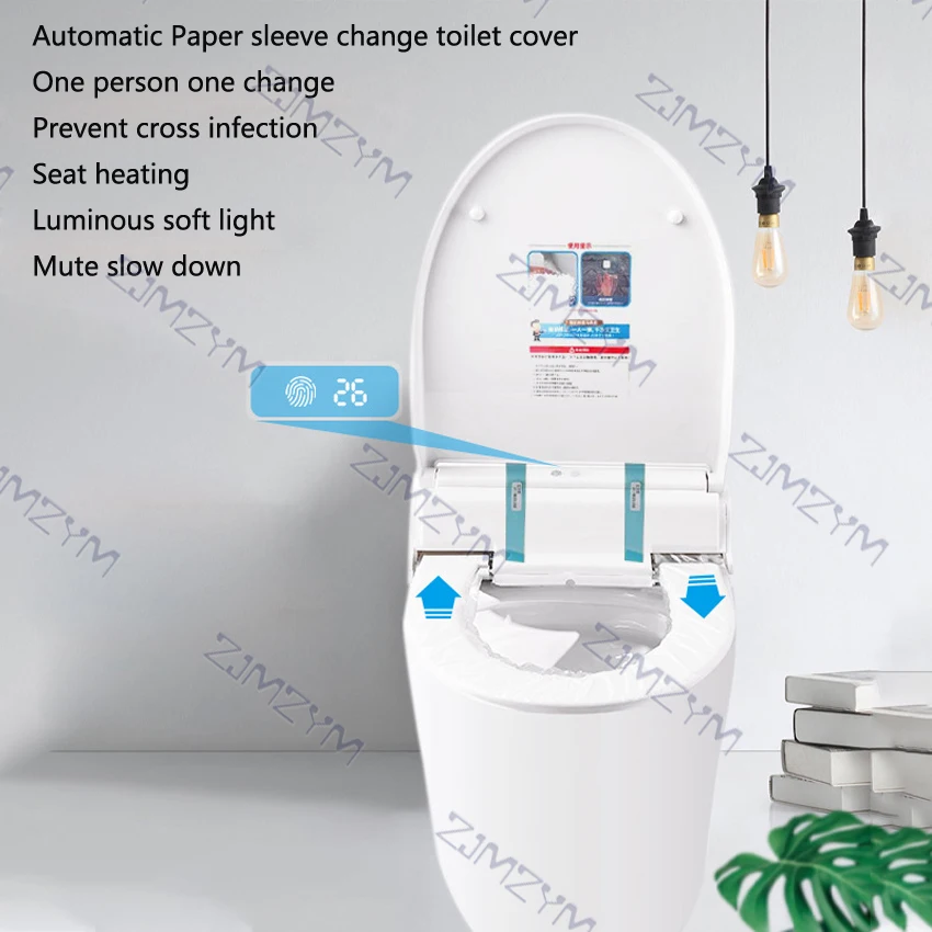 Automatic paper change toilet cover Intelligent heating ,mute and slow drop 50.2*38.7*12.5cm nduction paper change toilet cover