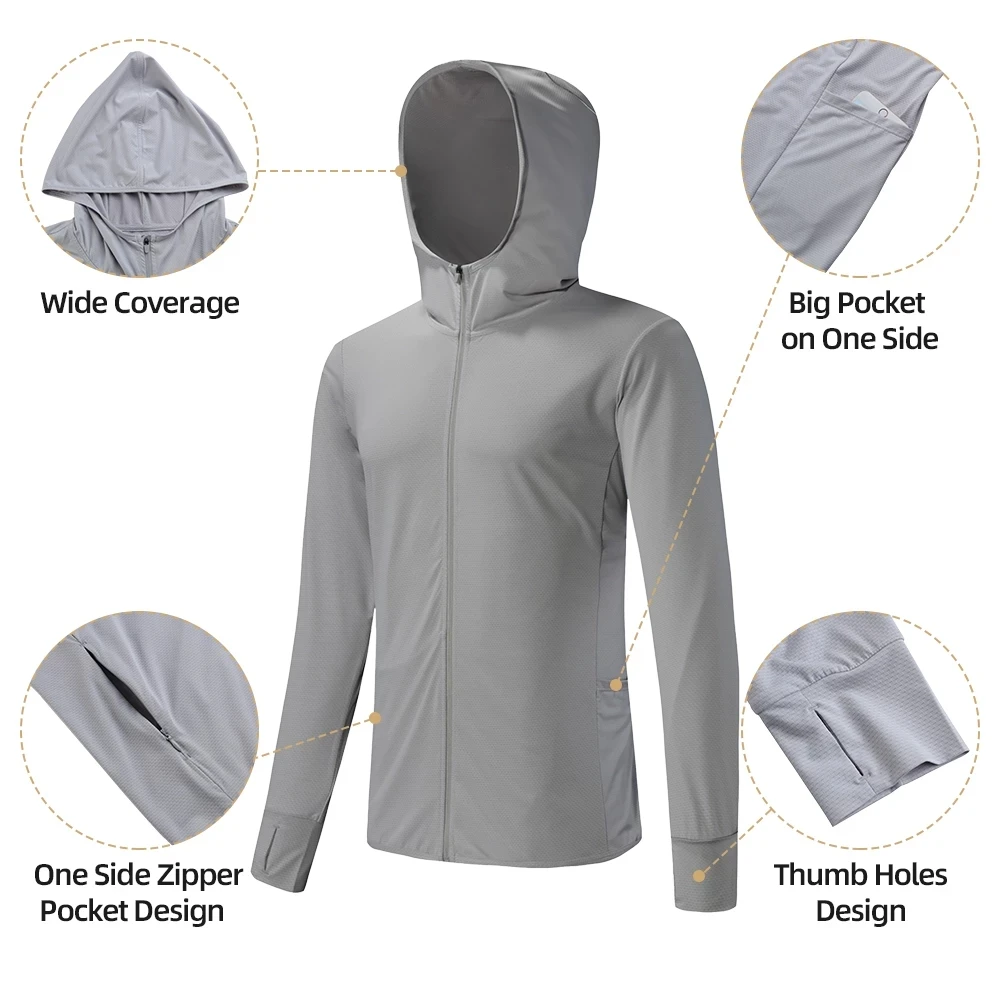 RION Cycling Men's jacket Hooded Skin Coat Sunscreen Waterproof Anti-UV Thin Outwear Light Men Hiking Jackets